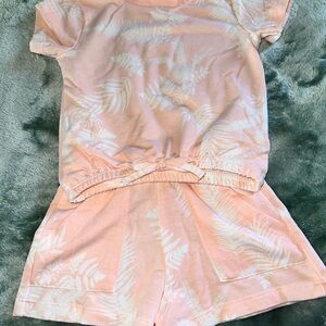 Jessica Simpson Pink and White Tropical Print Shorts